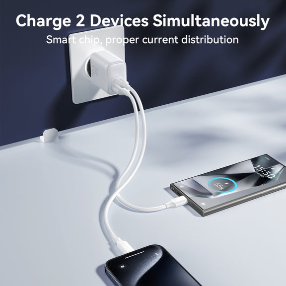 JOYROOM JR-TCF21 20W Dual Ports USB + Type-C Charger, Plug:EU Plug(White)