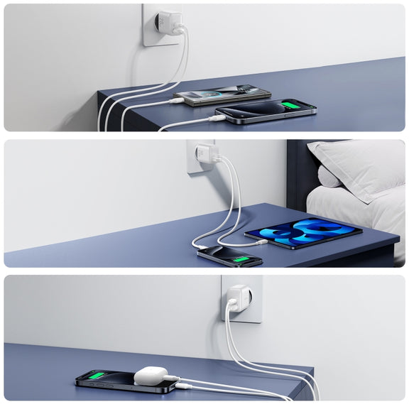 JOYROOM JR-TCF21 20W Dual Ports USB + Type-C Charger, Plug:EU Plug(White)