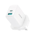 JOYROOM JR-TCF21 20W Dual Ports USB + Type-C Charger, Plug:UK Plug(White) - USB Charger by JOYROOM | Online Shopping South Africa | PMC TechLife | Buy Now Pay Later Mobicred