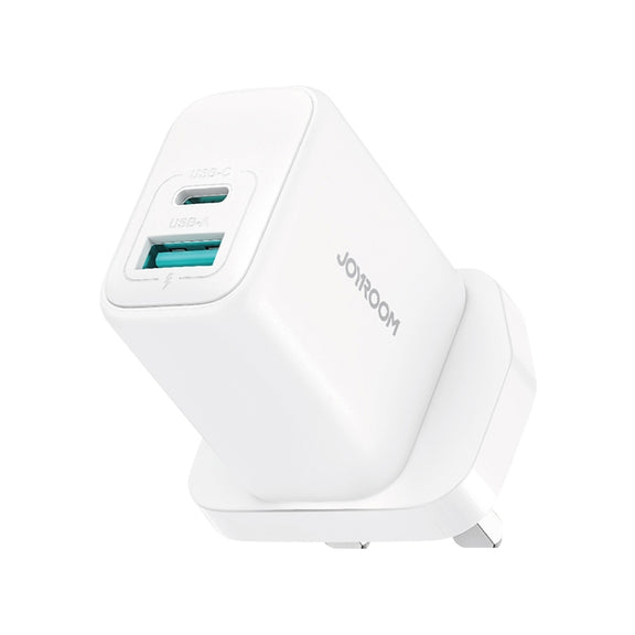 JOYROOM JR-TCF21 20W Dual Ports USB + Type-C Charger, Plug:UK Plug(White)