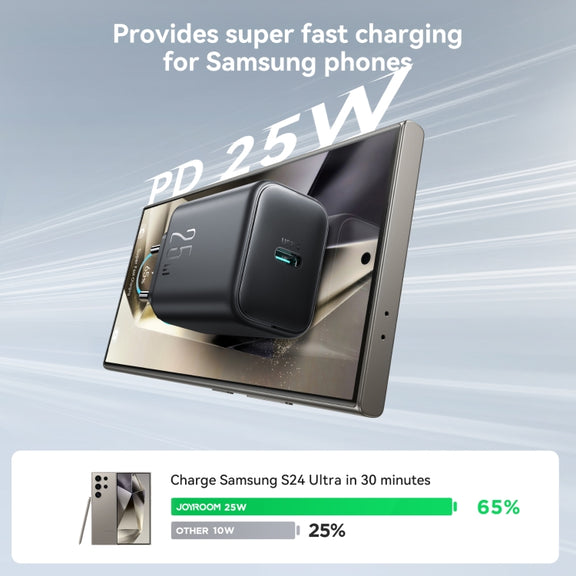 JOYROOM JR-TCF23 25W USB-C / Type-C Port Fast Charger, Plug:EU Plug(Black)