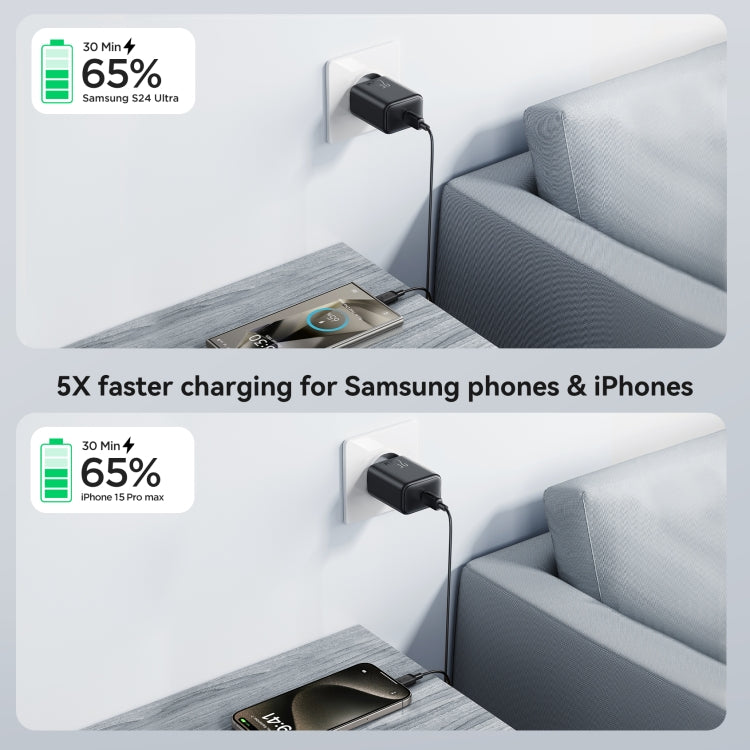JOYROOM JR-TCF23 25W USB-C / Type-C Port Fast Charger, Plug:EU Plug(Black)