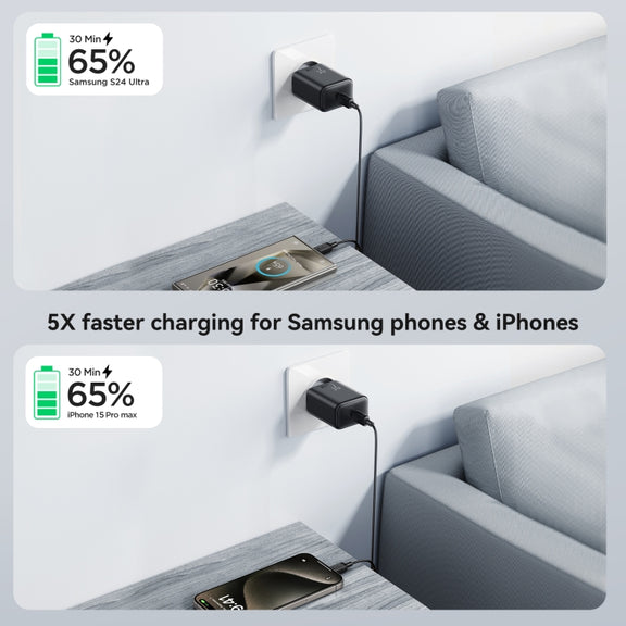 JOYROOM JR-TCF23 25W USB-C / Type-C Port Fast Charger, Plug:EU Plug(Black)