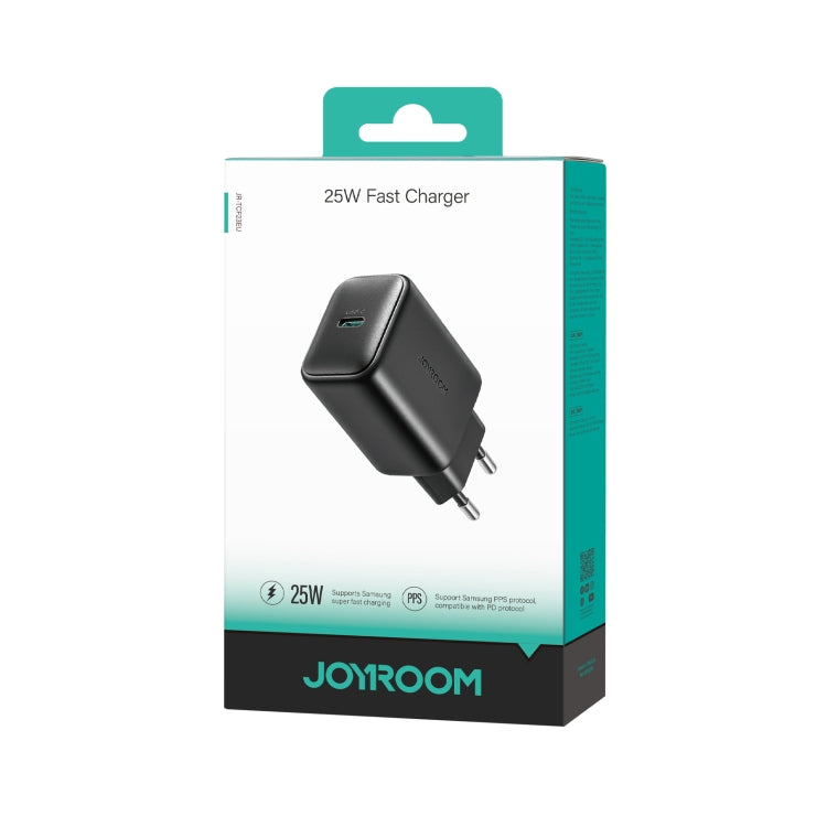 JOYROOM JR-TCF23 25W USB-C / Type-C Port Fast Charger, Plug:EU Plug(Black)