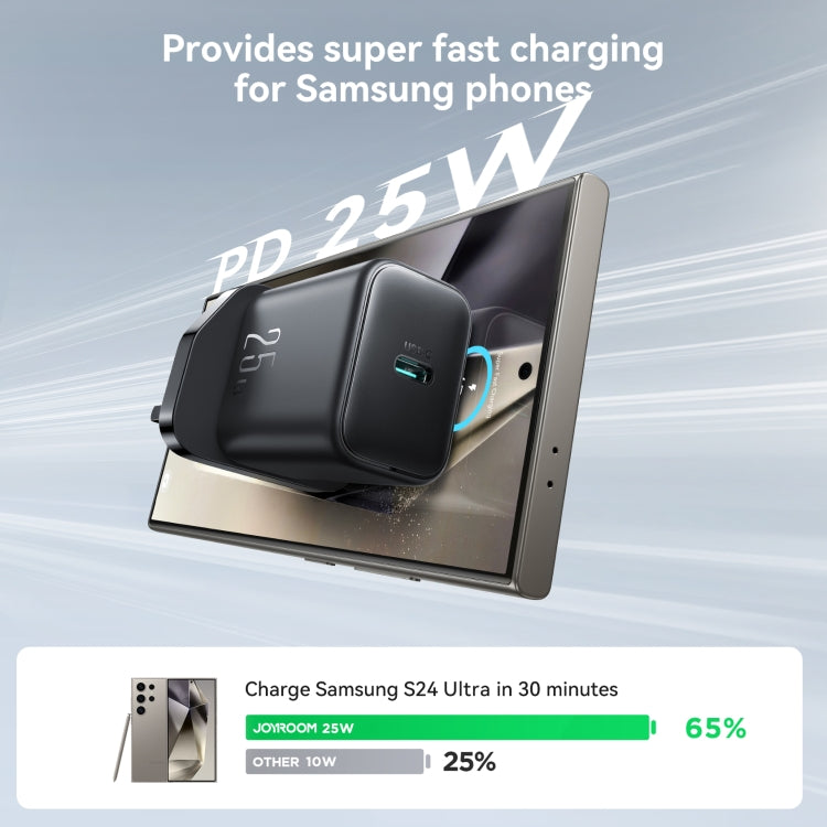 JOYROOM JR-TCF23 25W USB-C / Type-C Port Fast Charger, Plug:UK Plug(Black)