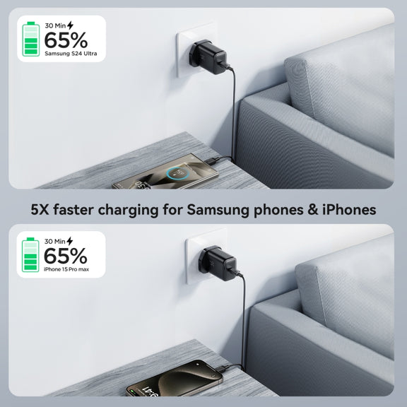 JOYROOM JR-TCF23 25W USB-C / Type-C Port Fast Charger, Plug:UK Plug(Black)