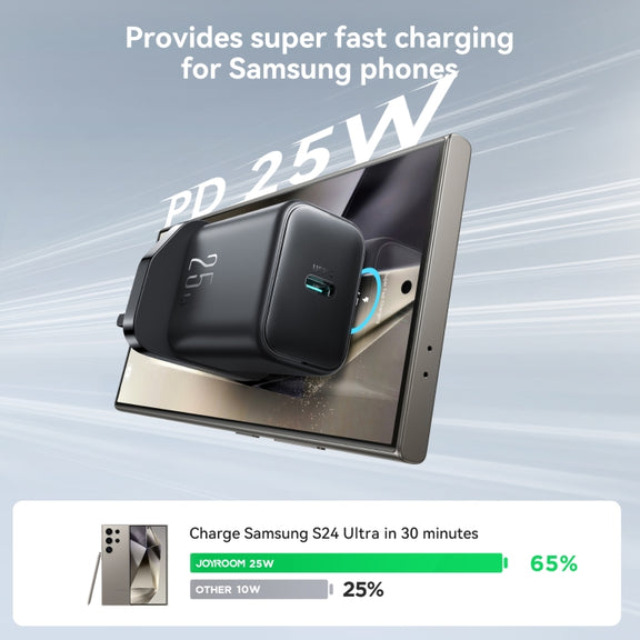JOYROOM JR-TCF23 25W USB-C / Type-C Port Fast Charger Kit with Type-C to Type-C Cable, Plug:UK Plug(Black)