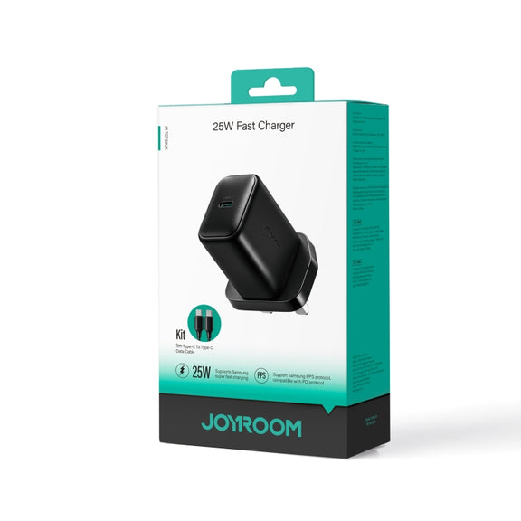 JOYROOM JR-TCF23 25W USB-C / Type-C Port Fast Charger Kit with Type-C to Type-C Cable, Plug:UK Plug(Black)