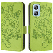For Blackview A52 Embossed Rose RFID Anti-theft Leather Phone Case(Green)