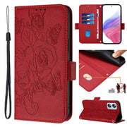 For Blackview A52 Embossed Rose RFID Anti-theft Leather Phone Case(Red)