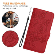For Blackview A52 Embossed Rose RFID Anti-theft Leather Phone Case(Red)