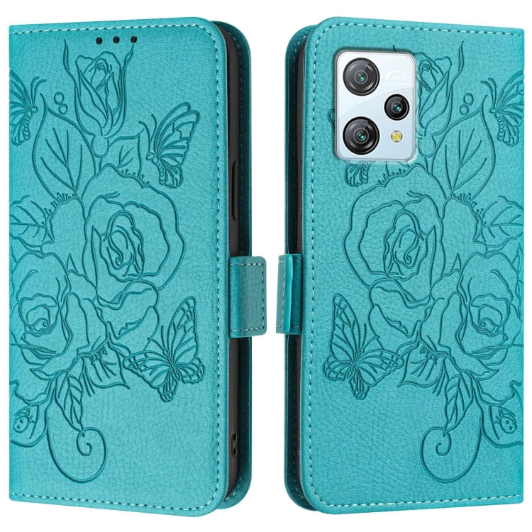 For Blackview A53 Embossed Rose RFID Anti-theft Leather Phone Case(Light Blue)