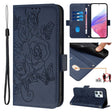 For Blackview A53 Embossed Rose RFID Anti-theft Leather Phone Case(Dark Blue) - More Brand by PMC TechLife | Online Shopping South Africa | PMC TechLife | Buy Now Pay Later Mobicred