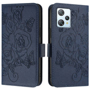 For Blackview A53 Embossed Rose RFID Anti-theft Leather Phone Case(Dark Blue)