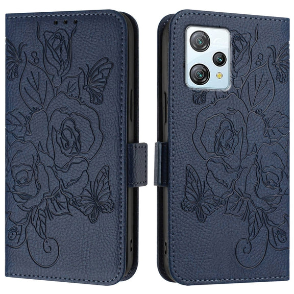 For Blackview A53 Embossed Rose RFID Anti-theft Leather Phone Case(Dark Blue)