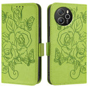 For Blackview Shark 8 Embossed Rose RFID Anti-theft Leather Phone Case(Green)