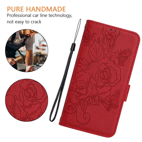 For Blackview Shark 8 Embossed Rose RFID Anti-theft Leather Phone Case(Red)