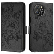 For Blackview Shark 8 Embossed Rose RFID Anti-theft Leather Phone Case(Black)