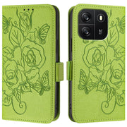 For Blackview WAVE 6C Embossed Rose RFID Anti-theft Leather Phone Case(Green)