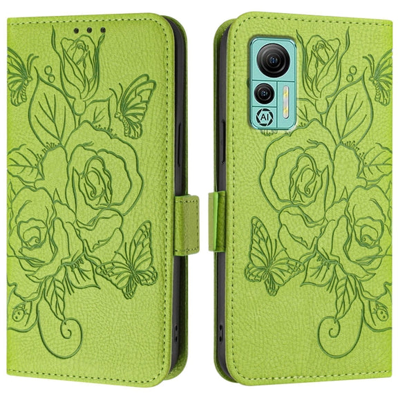 For Ulefone Note 14 Embossed Rose RFID Anti-theft Leather Phone Case(Green)