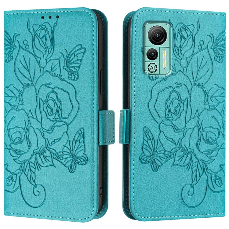 For Ulefone Note 14 Embossed Rose RFID Anti-theft Leather Phone Case(Light Blue)