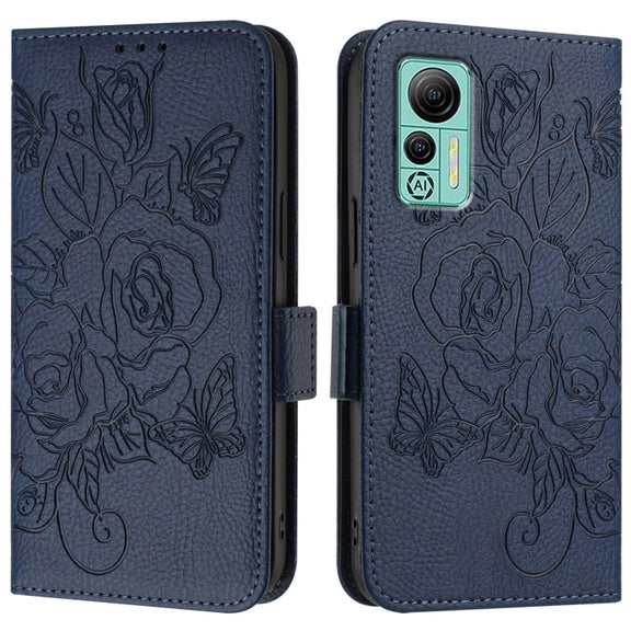 For Ulefone Note 14 Embossed Rose RFID Anti-theft Leather Phone Case(Dark Blue)