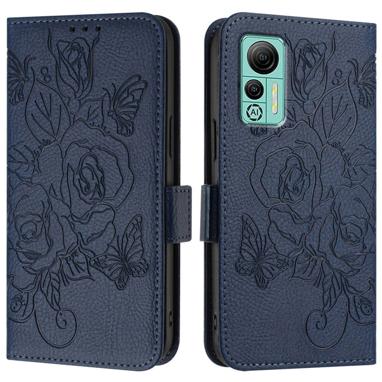 For Ulefone Note 14 Embossed Rose RFID Anti-theft Leather Phone Case(Dark Blue)