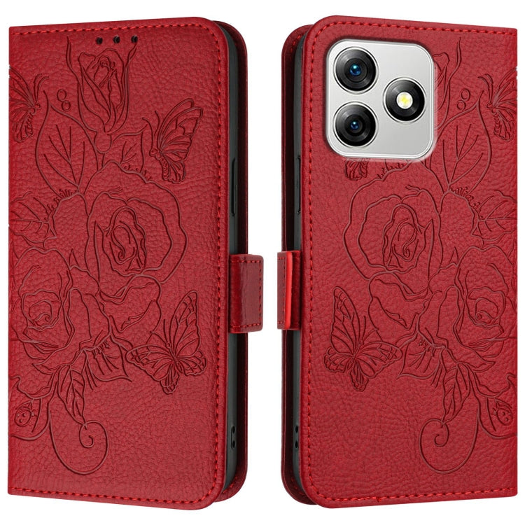 For Ulefone Note 18 Ultra Embossed Rose RFID Anti-theft Leather Phone Case(Red)