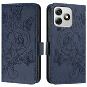 For Ulefone Note 18 Ultra Embossed Rose RFID Anti-theft Leather Phone Case(Dark Blue)