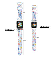 For Apple Watch SE 2023 44mm Butterfly Buckle Easter Printed Silicone Watch Band(Bunny Blue)