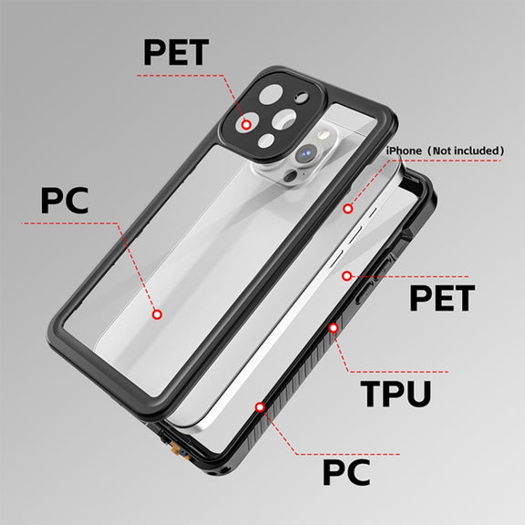 For iPhone 13 Pro Max RedPepper Shockproof IP68 Water-resistant PC + TPU Protective Case(Black)