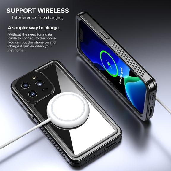 For iPhone 13 Pro RedPepper Shockproof IP68 Water-resistant PC + TPU Protective Case(Black)