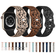 For Apple Watch Series 3 38mm Concave Leopard Printed Silicone Watch Band(Starlight Milk Tea)