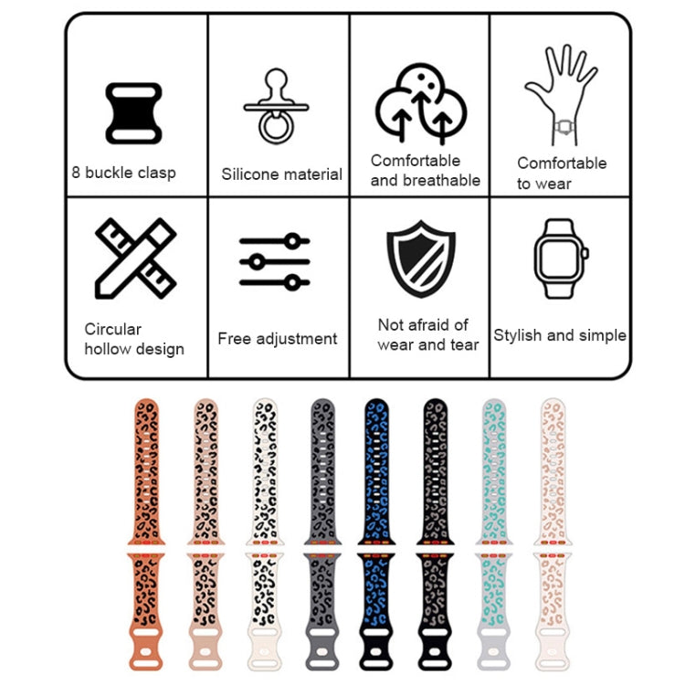 For Apple Watch Series 6 40mm Concave Leopard Printed Silicone Watch Band(Black Blue)