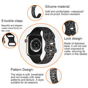 For Apple Watch Series 6 40mm Concave Leopard Printed Silicone Watch Band(Black Blue)