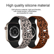 For Apple Watch Series 6 40mm Concave Leopard Printed Silicone Watch Band(Black Blue)