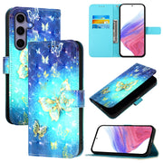 For Samsung Galaxy S25 5G 3D Painting Horizontal Flip Leather Phone Case(Golden Butterfly)