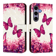 For Samsung Galaxy S25 5G 3D Painting Horizontal Flip Leather Phone Case(Rose Butterfly)