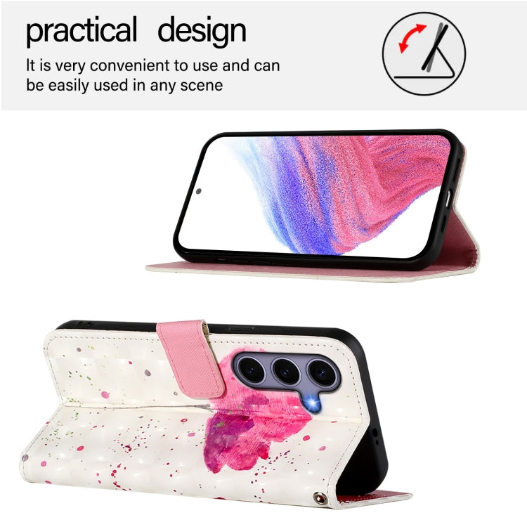 For Samsung Galaxy S25 5G 3D Painting Horizontal Flip Leather Phone Case(Flower)