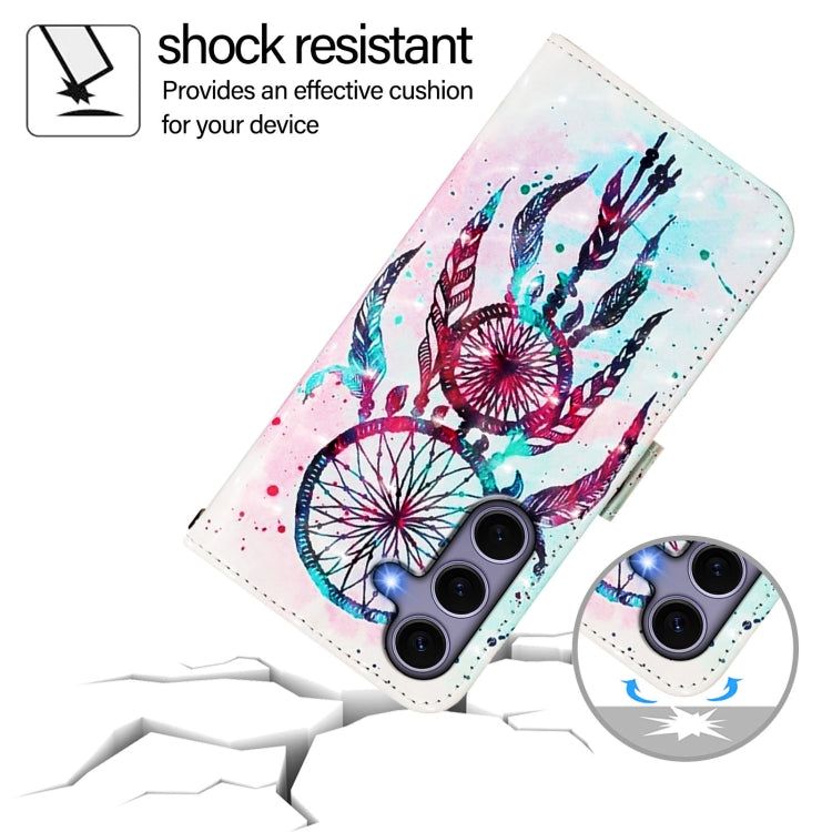 For Samsung Galaxy S25 5G 3D Painting Horizontal Flip Leather Phone Case(Color Drop Wind Chimes)