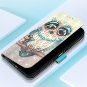 For Samsung Galaxy S25 5G 3D Painting Horizontal Flip Leather Phone Case(Grey Owl)