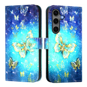 For Samsung Galaxy S25+ 5G 3D Painting Horizontal Flip Leather Phone Case(Golden Butterfly)