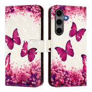 For Samsung Galaxy S25+ 5G 3D Painting Horizontal Flip Leather Phone Case(Rose Butterfly)
