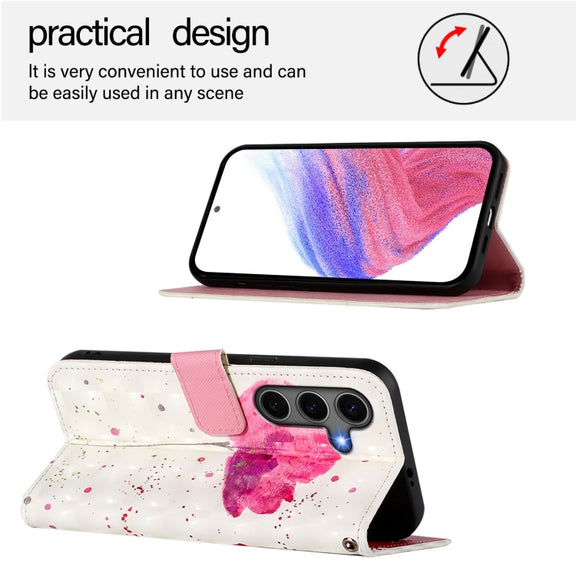 For Samsung Galaxy S25+ 5G 3D Painting Horizontal Flip Leather Phone Case(Flower)