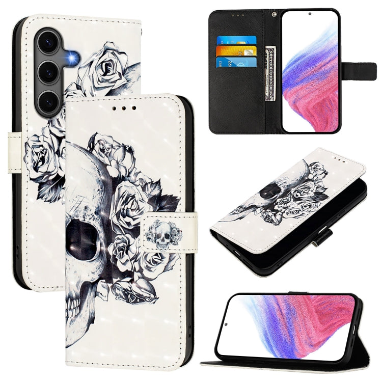 For Samsung Galaxy S25+ 5G 3D Painting Horizontal Flip Leather Phone Case(Skull)