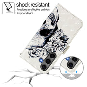 For Samsung Galaxy S25+ 5G 3D Painting Horizontal Flip Leather Phone Case(Skull)