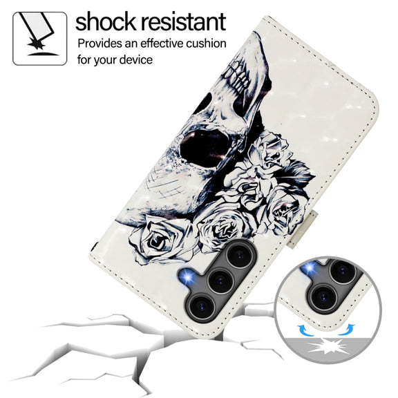 For Samsung Galaxy S25+ 5G 3D Painting Horizontal Flip Leather Phone Case(Skull)