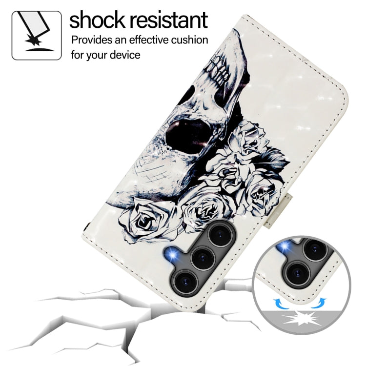 For Samsung Galaxy S25+ 5G 3D Painting Horizontal Flip Leather Phone Case(Skull)