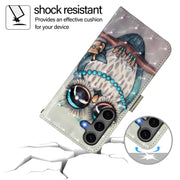 For Samsung Galaxy S25+ 5G 3D Painting Horizontal Flip Leather Phone Case(Grey Owl)