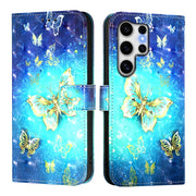 For Samsung Galaxy S25 Ultra 5G 3D Painting Horizontal Flip Leather Phone Case(Golden Butterfly)